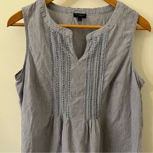 Talbots Sz L Blue & White Striped Tank Top EUC
